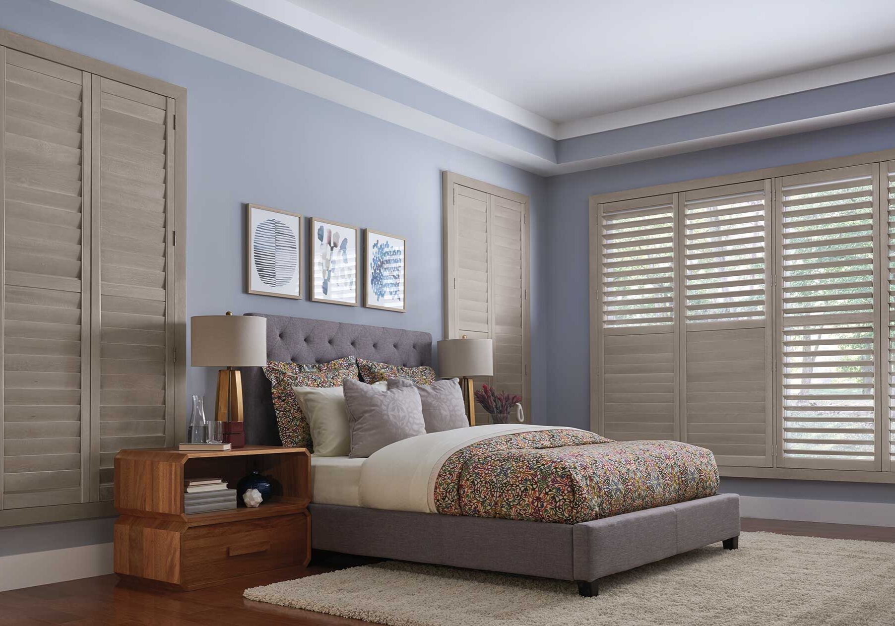 608053a662fdc67795526e2d_Graber Wood Shutters Bedroom Window Treatments